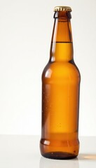 Close-up of wheat beer bottle, white background, beer photography, craft beer