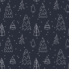 Seamless pattern with Christmas trees. Vector.
