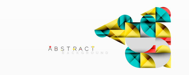 Modern abstract background features geometric shapes, vibrant colors, dynamic composition. Clean design, suitable for various projects.