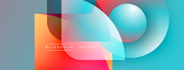 Abstract colorful design. Overlapping shapes create dynamic visual effect. Gradient hues blend smoothly, modern aesthetic.