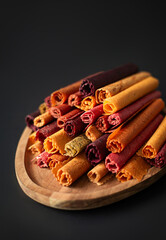 composition of fruit pastille on a dark background