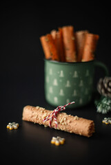New Year's composition made of fruit paste on a dark background