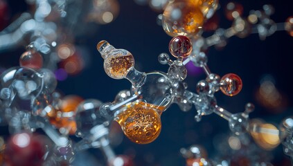 close up of a glass beads on a black background