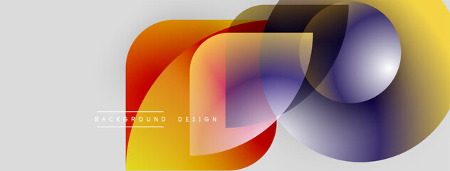 Abstract colorful shapes overlap. Gradient hues blend, creating dynamic visual effect. Modern design element for backgrounds.