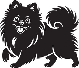 Obraz premium Cute Fluffy Dog Silhouette Vector, Adorable Cartoon Puppy Clipart for Pet Logo, Sticker, and T-Shirt Design