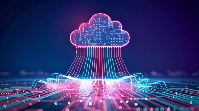 Vibrant Digital Cloud Technology Circuits, Data Flow, and Enhanced Connectivity