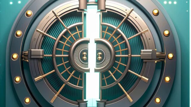 Large Metallic Vault Door Design with Intricate Features Symbolizing Security and Wealth Modern