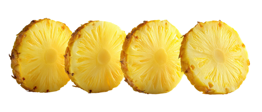 Four slices of ripe pineapple