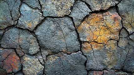 Cracked cement slab showing weathered textures and colors Generative AI