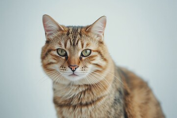Fototapeta premium Picture of a feral feline on a plain white backdrop