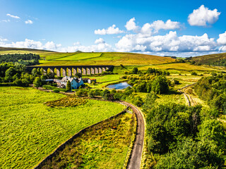Shankend Viaduct from a drone, Hawick, Scottish Borders, Scotland, UK