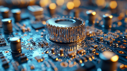 Detailed macro view of electronic circuit components Generative AI