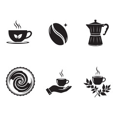 Coffee label set different logo badge emblem collection on white background vector black
