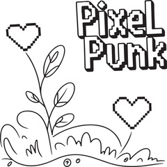 A charming black and white sketch of music, clouds, and shoes.