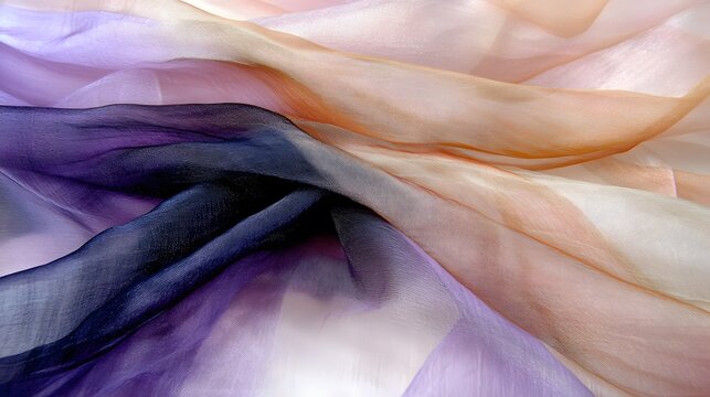 Elegant silky soft fabric with flowing purple, orange, pink color for background - Powered by Adobe