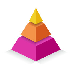 Pyramid infographic vector template 3D color style for presentation, start up project, business strategy, theory basic operation, logic analysis 10 eps