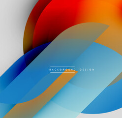 Abstract colorful layers create dynamic composition. Smooth gradients blend, forming flowing shapes, modern aesthetic.