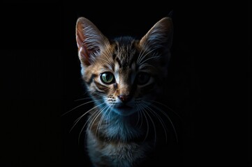 Obraz premium Dark-themed portrait of a feline on a black backdrop