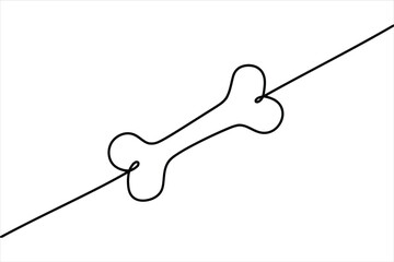 Vector art of simple bone drawing with one continuous line vector illustration