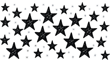 Hand drawn black star pattern with doodle sketch texture and celestial abstract vector illustration for t shirt design