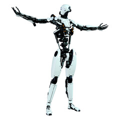 3D Rendering Male Robot on White