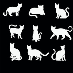 set of cats silhouettes