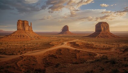 Naklejka premium The iconic buttes are located in a famous desert valley