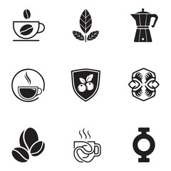 Coffee label set different logo badge emblem collection on white background vector black
