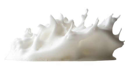 White milk splash frozen in motion isolated on transparent background
