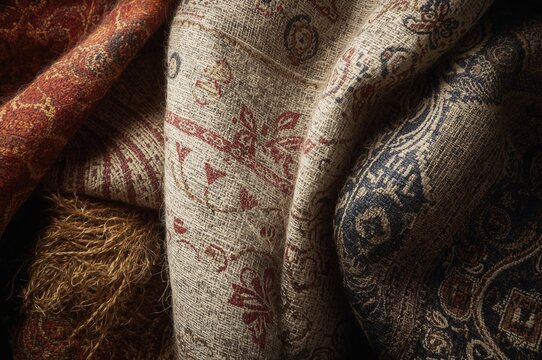 Close-up of linen yuta fabric texture. Additional patterns and textures available.