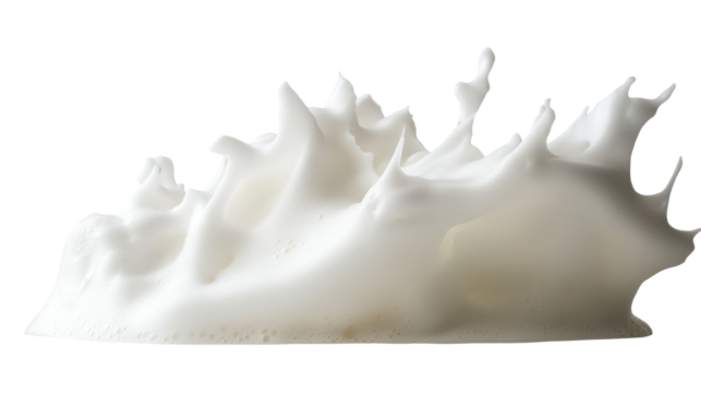White milk splash frozen in motion isolated on transparent background