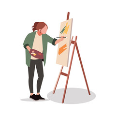a teenage woman painting hobby. Stock Illustration