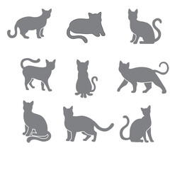 set of cats silhouettes