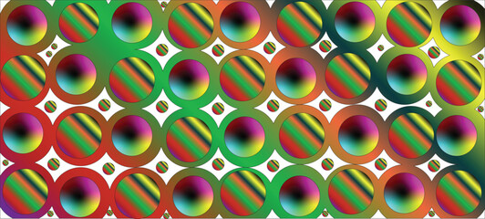 Vibrant gradient spheres with geometric pattern abstract background design vector