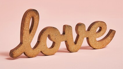Handcrafted metallic love lettering with embossed and textured metal