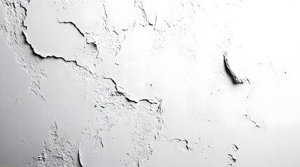 This white room with cracked walls reflects a unique blend of simplicity and imperfection. Painted all white, the room creates a clean, bright, and open atmosphere.