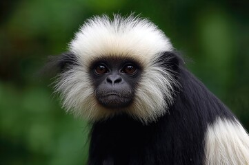 Rare primate species with distinctive white head fur found in tropical forests