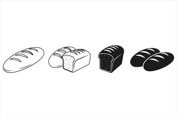 Vector art of variety of bread loaf, showcasing different shapes and styles of baked goods