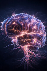 A conceptual image of a brain's neural pathways illuminated like a cosmic map, representing profound thought and subconscious exploration.