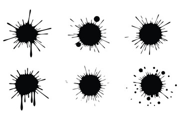 Vector art of collection of ink splatters, showcasing various shapes and sizes for creative design