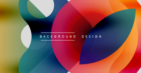 Obraz premium Abstract colorful shapes overlap creating vibrant fluid background. Modern design elements suggest creativity, energy.