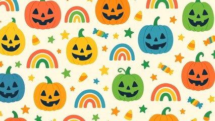 Colorful Halloween pumpkin pattern