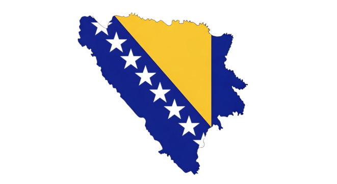 Map of bosnia and herzegovina filled with flag isolated on transparent background the map is a creative illustration and a symbol of the country, perfect for design and educational purposes - Powered by Adobe