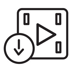 video donwload folder icon with outline style and black color