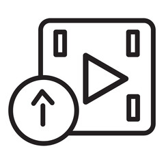 video upload folder icon with outline style and black color