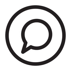 comment button icon with outline style and black color