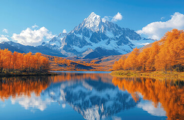 Obraz premium Serene Waters Reflecting the Majestic Mountain Landscape