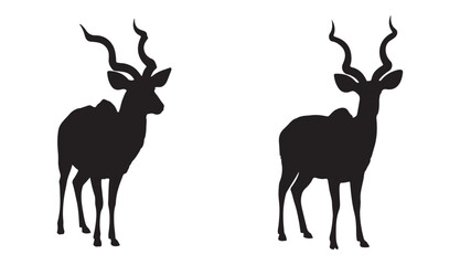 Kudu Silhouette, African Kudu Silhouette Vector