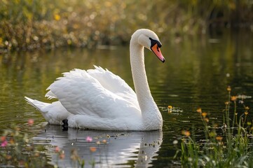 Obraz premium Mute Swan (Cygnus olor): A Large White-Feathered Waterbird