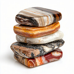 Natural stone collection home decor photography indoor close-up the beauty and variety of unique stones